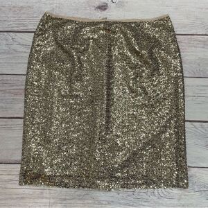 Chico’s Sequin Pencil Stephanie Skirt Gold New Size 3 = XL